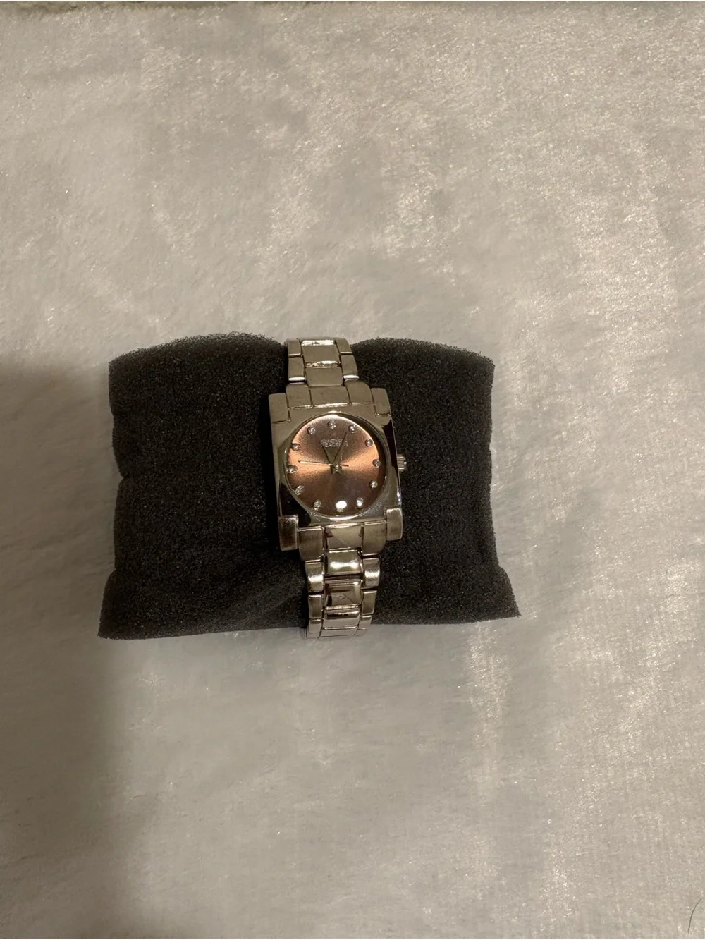 Kenneth Cole Reaction Silver Bracelet Watch with Brown Sunburst Dial
